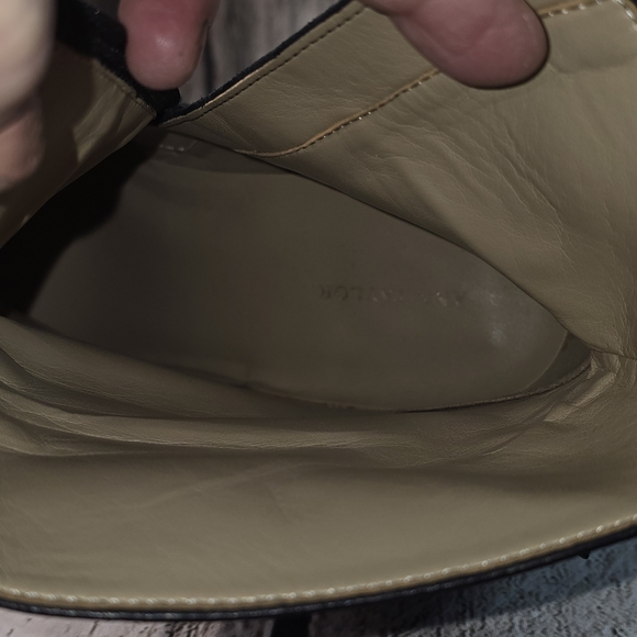 ANN TAYLOR BLACK LEATHER ANKLE BOOTS STACKED BLOCK HEEL WOMENS 9.5 EUC - Picture 9 of 11